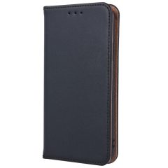   Apple iPhone 16e, Oldalra nyíló tok, valódi bőrtok, stand, Smart Pro, fekete