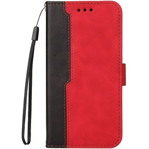 Huawei Honor Magic 7 Pro, Oldalra nyíló tok, stand, kártyatartóval, kézpánttal, Wooze Colour Wallet, piros