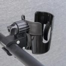Univerzális, kerékpáros / biciklis / roller tartó, palack tartó, tartókonzollal, kormányra szerelhető, FSCGE-105, fekete
