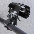 Univerzális, kerékpáros / biciklis / roller tartó, palack tartó, tartókonzollal, kormányra szerelhető, FSCGE-105, fekete