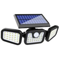   Napelemes kültéri fali solar lámpa, 3 paneles, elforgatható, 74 LED-es, vízálló, fekete