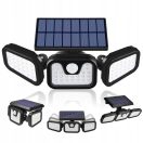 Napelemes kültéri fali solar lámpa, 3 paneles, elforgatható, 74 LED-es, vízálló, fekete