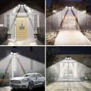 Napelemes kültéri fali solar lámpa, 3 paneles, elforgatható, 74 LED-es, vízálló, fekete