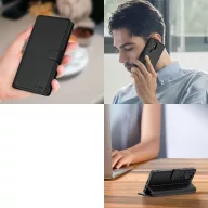   Nothing Phone 3a Pro, Oldalra nyíló tok, stand, mágnes csattal, TP Wallett, fekete