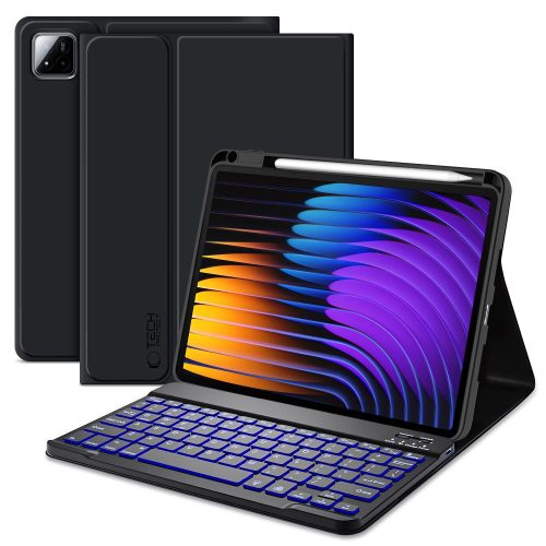 Xiaomi Pad 7 (11.2) / Pad 7 Pro (11.2), Bluetooth billentyűzetes mappa tok, érintőceruza tartó, érintőceruza nélkül, TP SC Pen Holder + Keyboard, fekete
