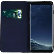   Samsung Galaxy A15 4G / A15 5G SM-A155F / A156B, Oldalra nyíló tok, valódi bőrtok, stand, Smart Pro, sötétkék