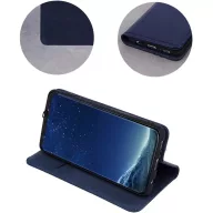   Samsung Galaxy A15 4G / A15 5G SM-A155F / A156B, Oldalra nyíló tok, valódi bőrtok, stand, Smart Pro, sötétkék
