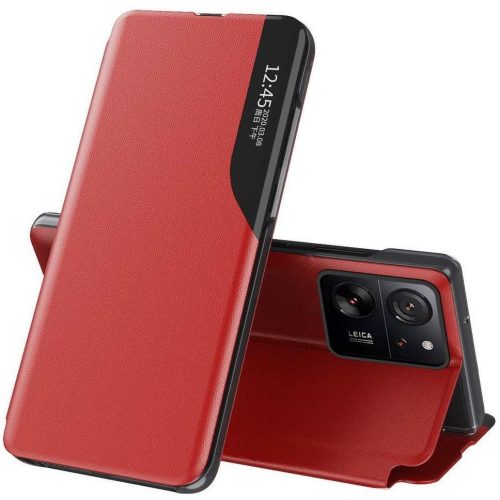 Xiaomi Redmi Turbo 3 / Poco F6, Oldalra nyíló tok, stand, hívás mutatóval, Wooze FashionBook, piros
