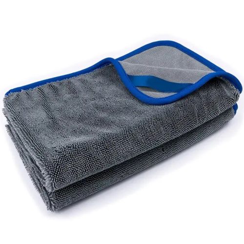 Egyoldalas mikroszálas autó tisztító, szárító törölköző, 60 x 90 cm, 700 g / nm, Wooze Car Towel, szürke/kék