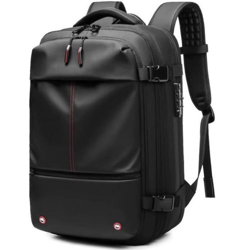 Vákuumos kompressziós hátizsák, utazótáska, 60 Liter kapacitás, vákuumszivattyúval, vízálló, légáteresztő, Wooze VacPack, fekete