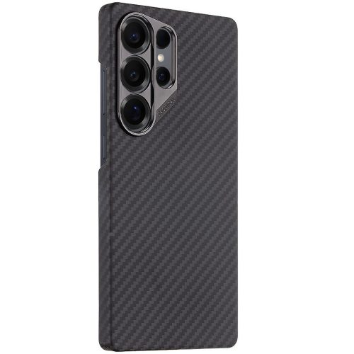 Samsung Galaxy S25 Ultra SM-S938, Műanyag hátlap védőtok, közepesen ütésálló, aramidszállal, Magsafe töltővel kompatibilis, karbon minta, Tactical MagForce Aramid, fekete
