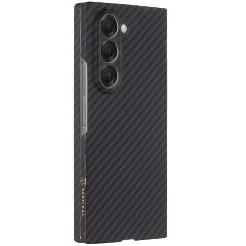 Samsung Galaxy Z Fold6 SM-F956B, Műanyag hátlap védőtok, közepesen ütésálló, aramidszállal, Magsafe töltővel kompatibilis, karbon minta, Tactical MagForce Aramid, fekete
