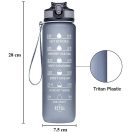 Prémium motivációs sport kulacs, idősáv, motivációs szöveg, kézpánttal, 1000 ml, Wooze You Did It, szürke