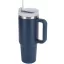 Prémium fémfalú utazó termosz + pohár, 1200 ml, hőtartó, szívószállal, fogantyúval, Tumbler, sötétkék