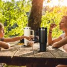 Prémium fémfalú utazó termosz + pohár, 1200 ml, hőtartó, szívószállal, fogantyúval, Tumbler, fehér