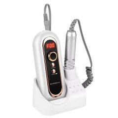   Elektromos körömcsiszoló gép, akkumulátoros, kijelzővel, hordozható, övcsipesszel, Blueque BQ-504, fehér