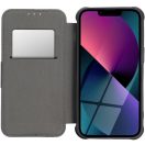 Apple iPhone Air (2025), Oldalra nyíló tok, légpárnás sarok, bőrhatású, karbon minta, Razor Book, fekete