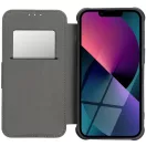 Apple iPhone 17 Pro, Oldalra nyíló tok, légpárnás sarok, bőrhatású, karbon minta, Razor Book, kék