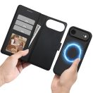 Apple iPhone Air (2025), Oldalra nyíló tok, stand, mágnes csattal, kivehető tokkal, Magsafe töltővel kompatibilis, TP Wallett Magsafe, fekete