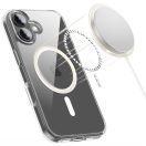 Apple iPhone 17, Műanyag hátlap védőtok + szilikon keret, Magsafe töltővel kompatibilis, FlexAir Hybrid Magsafe, átlátszó