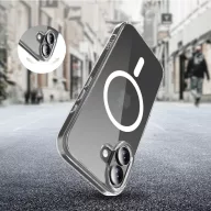  Apple iPhone 17, Műanyag hátlap védőtok + szilikon keret, Magsafe töltővel kompatibilis, FlexAir Hybrid Magsafe, átlátszó