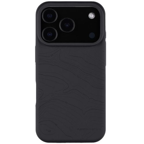 Apple iPhone 17 Pro, Szilikon tok, mikrofiber plüss belső, Magsafe kompatibilis, térkép minta, Tactical MagForce Beaver, sötétszürke