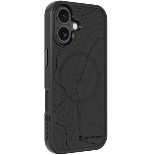 Apple iPhone 17, Műanyag hátlap védőtok + szilikon keret, közepesen ütésálló, Magsafe kompatibilis, térkép minta, Tactical MagForce Hyperstealth Sika, áttetsző/szürke