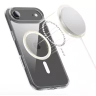   Apple iPhone Air (2025), Műanyag hátlap védőtok + szilikon keret, Magsafe töltővel kompatibilis, FlexAir Hybrid Magsafe, átlátszó