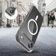   Apple iPhone Air (2025), Műanyag hátlap védőtok + szilikon keret, Magsafe töltővel kompatibilis, FlexAir Hybrid Magsafe, átlátszó