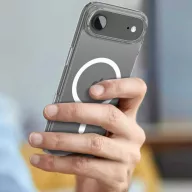   Apple iPhone Air (2025), Műanyag hátlap védőtok + szilikon keret, Magsafe töltővel kompatibilis, FlexAir Hybrid Magsafe, átlátszó