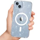 Apple iPhone 17 Pro Max, Műanyag hátlap védőtok + szilikon keret, Magsafe töltővel kompatibilis, csillogó hátlap, FlexAir Hybrid Magsafe Glitter, átlátszó