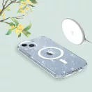Apple iPhone 17 Pro Max, Műanyag hátlap védőtok + szilikon keret, Magsafe töltővel kompatibilis, csillogó hátlap, FlexAir Hybrid Magsafe Glitter, átlátszó