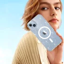 Apple iPhone 17 Pro Max, Műanyag hátlap védőtok + szilikon keret, Magsafe töltővel kompatibilis, csillogó hátlap, FlexAir Hybrid Magsafe Glitter, átlátszó