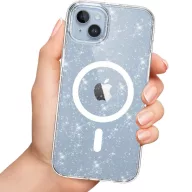   Apple iPhone Air (2025), Műanyag hátlap védőtok + szilikon keret, Magsafe töltővel kompatibilis, csillogó hátlap, FlexAir Hybrid Magsafe Glitter, átlátszó