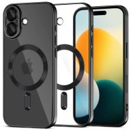  Apple iPhone 17, Műanyag hátlap védőtok + szilikon keret, közepesen ütésálló, Magsafe töltővel kompatibilis, fényes keret, Magflex Magsafe, átlátszó/fekete