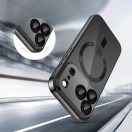 Apple iPhone 17 Pro, Műanyag hátlap védőtok + szilikon keret, közepesen ütésálló, Magsafe töltővel kompatibilis, fényes keret, Magflex Magsafe, átlátszó/fekete