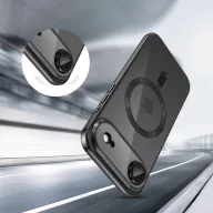   Apple iPhone 17 Pro Max, Műanyag hátlap védőtok + szilikon keret, közepesen ütésálló, Magsafe töltővel kompatibilis, fényes keret, Magflex Magsafe, átlátszó/fekete