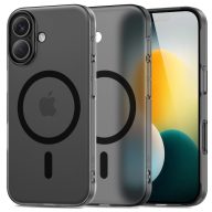   Apple iPhone 17, Műanyag hátlap védőtok + szilikon keret, közepesen ütésálló, Magsafe töltővel kompatibilis, Magslim Magsafe, áttetsző/fekete