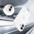 Apple iPhone 17, Műanyag hátlap védőtok + szilikon keret, közepesen ütésálló, Magsafe töltővel kompatibilis, Magslim Magsafe, áttetsző/fehér