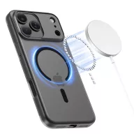   Apple iPhone 17 Pro, Műanyag hátlap védőtok + szilikon keret, közepesen ütésálló, Magsafe töltővel kompatibilis, Magslim Magsafe, áttetsző/fekete