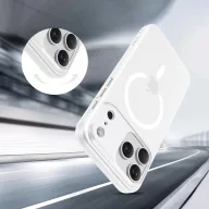   Apple iPhone 17 Pro, Műanyag hátlap védőtok + szilikon keret, közepesen ütésálló, Magsafe töltővel kompatibilis, Magslim Magsafe, áttetsző/fehér