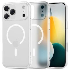   Apple iPhone 17 Pro Max, Műanyag hátlap védőtok + szilikon keret, közepesen ütésálló, Magsafe töltővel kompatibilis, Magslim Magsafe, áttetsző/fehér