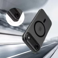   Apple iPhone Air (2025), Műanyag hátlap védőtok + szilikon keret, közepesen ütésálló, Magsafe töltővel kompatibilis, Magslim Magsafe, áttetsző/fekete