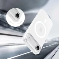   Apple iPhone Air (2025), Műanyag hátlap védőtok + szilikon keret, közepesen ütésálló, Magsafe töltővel kompatibilis, Magslim Magsafe, áttetsző/fehér