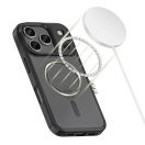 Apple iPhone 17 Pro, Műanyag hátlap védőtok + szilikon keret, Magsafe töltővel kompatibilis, Magmat Magsafe, áttetsző/fekete