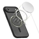 Apple iPhone Air (2025), Műanyag hátlap védőtok + szilikon keret, Magsafe töltővel kompatibilis, Magmat Magsafe, áttetsző/fekete