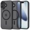Apple iPhone 17, Műanyag hátlap védőtok + szilikon keret, Magsafe töltővel kompatibilis, kameravédő kerettel, Magcam Magsafe, áttetsző/fekete