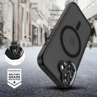   Apple iPhone 17, Műanyag hátlap védőtok + szilikon keret, Magsafe töltővel kompatibilis, kameravédő kerettel, Magcam Magsafe, áttetsző/fekete
