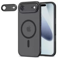   Apple iPhone Air (2025), Műanyag hátlap védőtok + szilikon keret, Magsafe töltővel kompatibilis, kameravédő kerettel, Magcam Magsafe, áttetsző/fekete