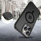 Apple iPhone 17, Műanyag hátlap védőtok + szilikon keret, Magsafe töltővel kompatibilis, Magedge Magsafe, áttetsző/fekete